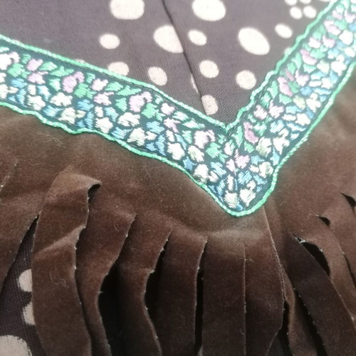 Handmade girls' dress 7-8 years, brown with fringes