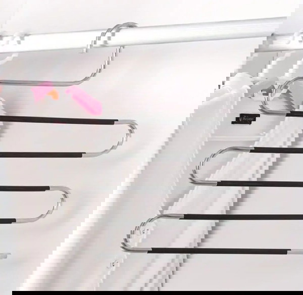 Brand new - Stainless steel non-slip 5 tier metal hanger / Μεταλλική κρεμάστρα ρούχων 5 θέσεων