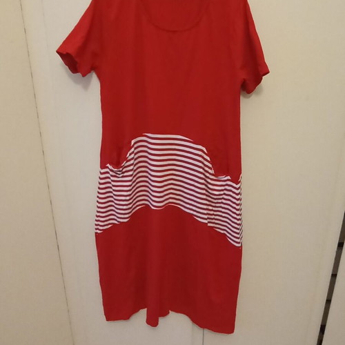 Makó dress size L like new, red and white