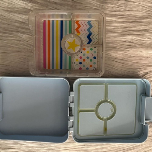 Penny Scallan children's lunchbox used, Rainbow Days design