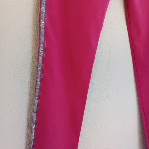 Acrobat fuchsia elastic pants with silver and blue sequins, like new, size M
