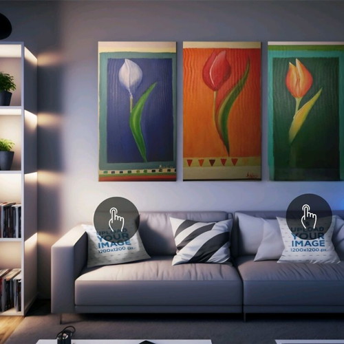 Set of 4 handmade acrylic paintings 'The Sunrise' 60x40cm new