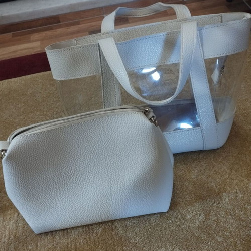 Handbag and crossbody bag used, white with transparency