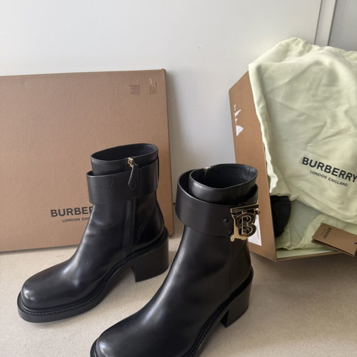 Burberry women's black leather ankle boots new