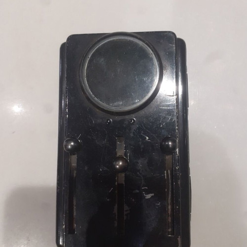 Artas soldier flashlight used, 1950s black with red and green filter