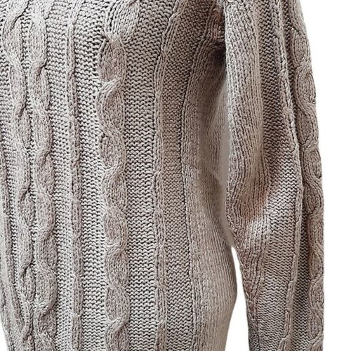 Vintage hand-knitted dress beige wool blend size M like new