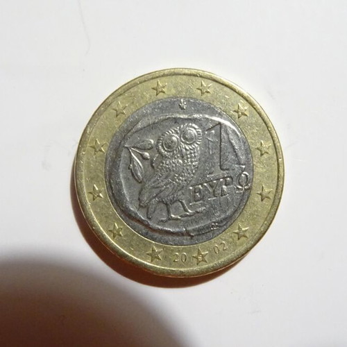 1 euro 2002 Greece used with rare minting errors and S on star