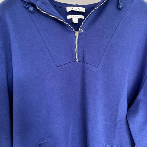 Cotton hoodie sweatshirt COS like new, indigo blue, size L