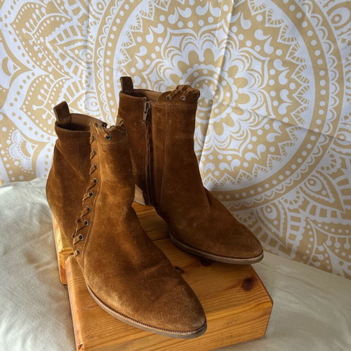 Castori-style ankle boots used, tan color