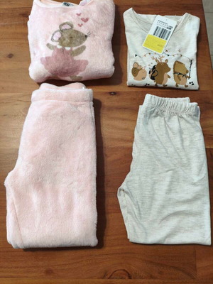 Girls' pajama set H&M and ebebek new, multicolor