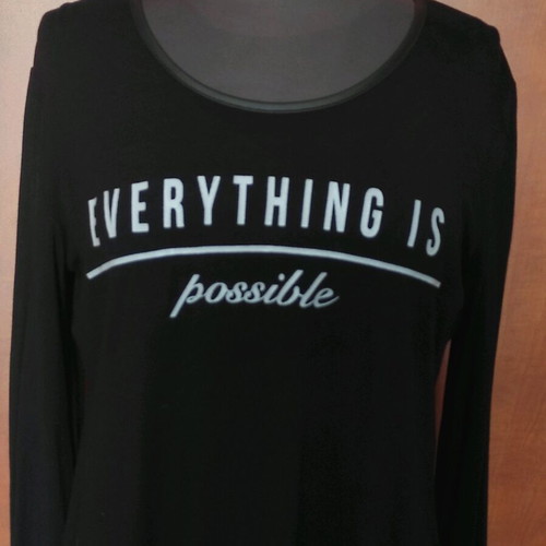 Black Long-Sleeve Eska Blouse "Everything is Possible" Like New