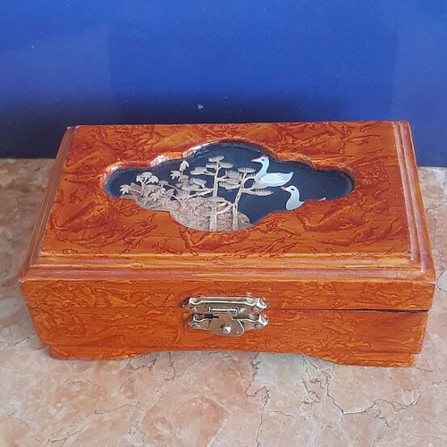 Wooden jewelry box used 13x8