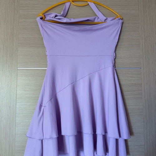 Shein lilac short dress with halter tie and tiered skirt like new