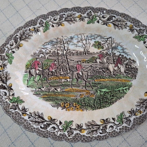 Myotts Country Life oval serving platter vintage used 29x23 cm
