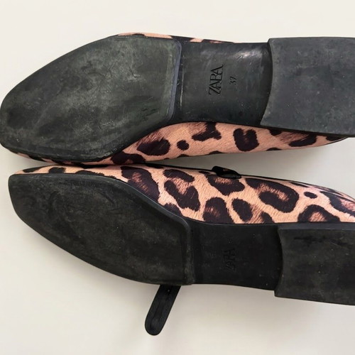 Zara Leopard Mary Jane Ballerina Flats, size 37