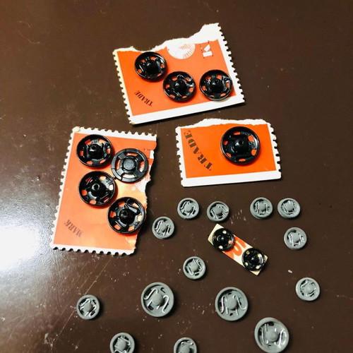 Metal snaps new, pack of 25 pieces, black and gray