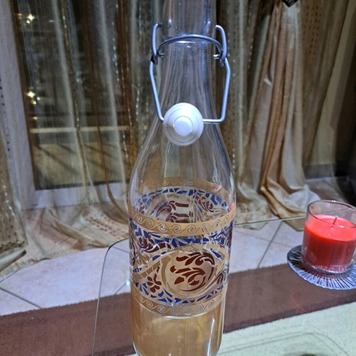Cerve Transparent Glass Water Bottle with Spring like new, made in Italy