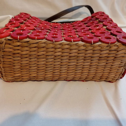 Alma Tonutti authentic straw shoulder bag, vintage boho style