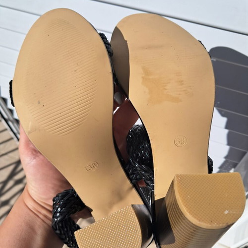 Fullah Sugah black sandals size 38 like new with thick heel