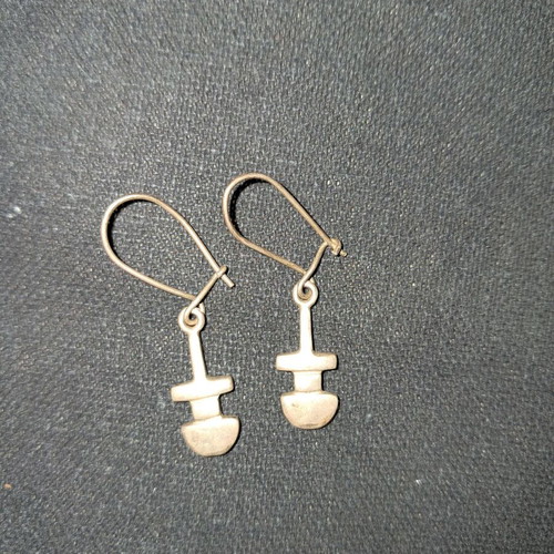 Silver Cycladic Idol Earrings like new