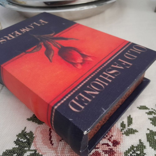 Decorative Storage Box in Book Shape "Flowers" like new