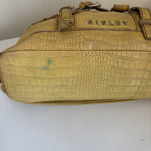 Sisley vintage yellow bag with croc texture, used