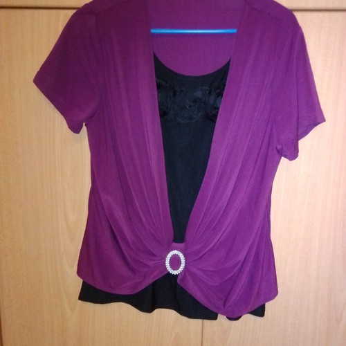 Double blouse used purple with black short sleeve