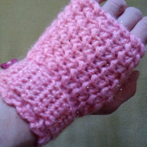 Handmade pink knitted gloves new
