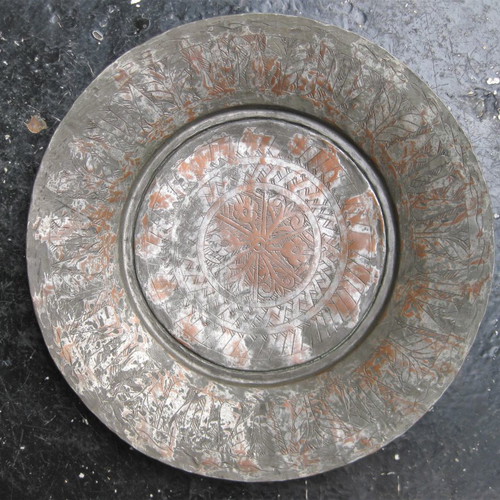 Copper plate used antique with rich folk decoration