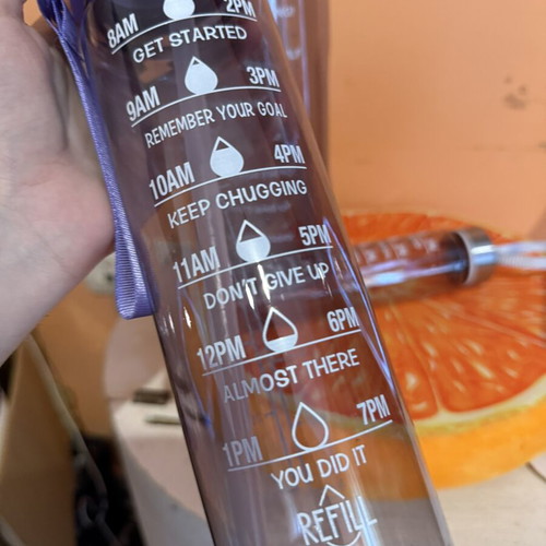 Set of 3 Water Bottles with Time and Volume Markers, like new