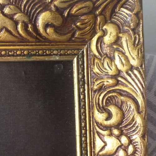 Mona Lisa oil painting on canvas like new, carved wooden frame, 1960s