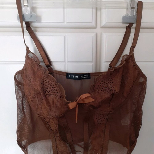 Shein lace bustier brown like new, size S
