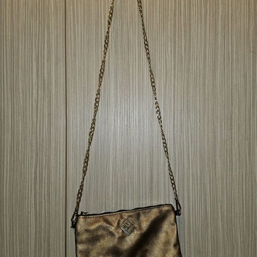 Evening shoulder bag like new, bronze with chain
