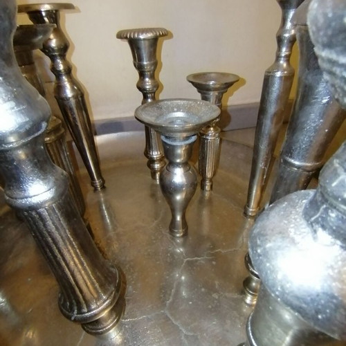 Handmade copper candlestick with nickel coating new