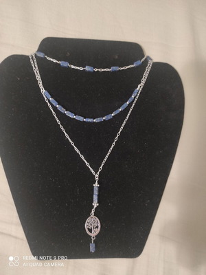 Tree of Life necklace and earrings set with Lapis Lazuli stones new