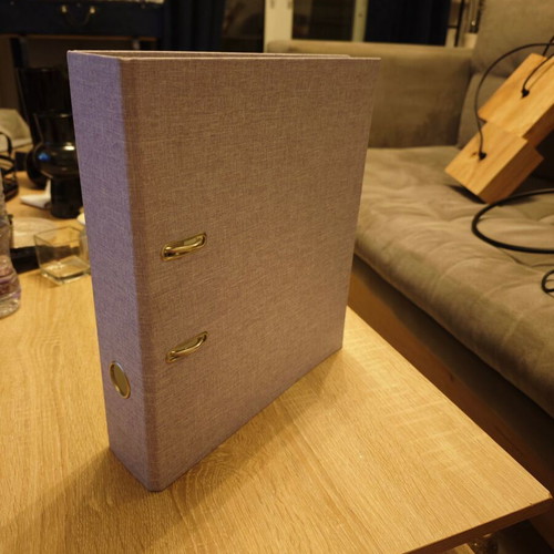 Set of three A4 filing binders in purple shades like new