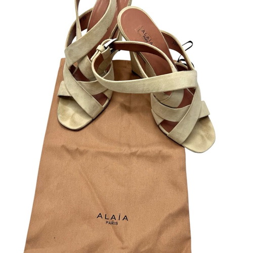Alaïa beige suede sandals used, size 38