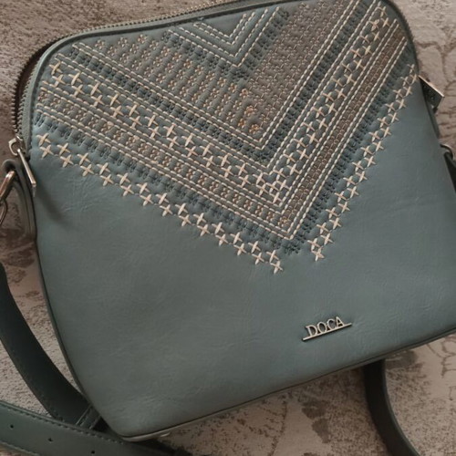 Doca crossbody bag like new, blue with embroidered pattern