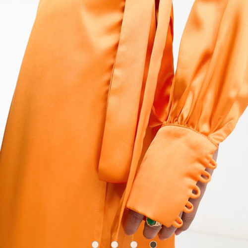 Satin Wrap Midaxi Dress New Vibrant Orange Size M
