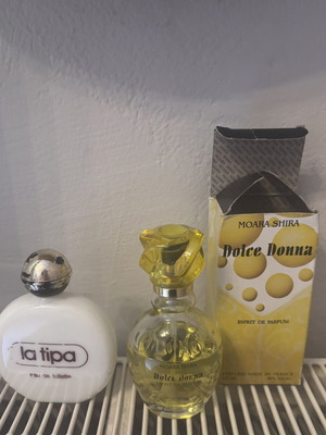 Perfume bottles used, 2 vintage La Tipa and Dolce Donna Moara Shira