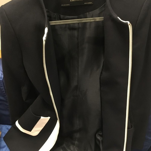 Zara women's blue navy jacket with zipper like new, size S