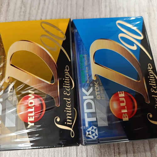 TDK D90 Limited Edition Audio Cassettes, 2 sealed, blue and yellow