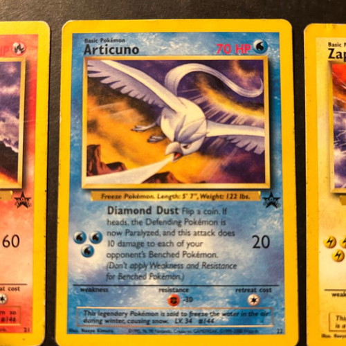 Pokémon cards Moltres Zapdos Articuno Wizards Black Star promos used
