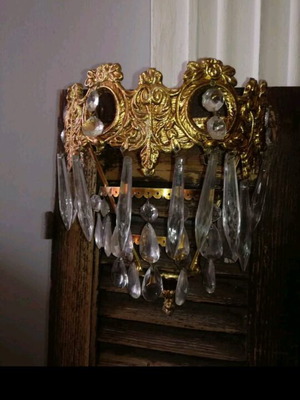 Vintage set of wall sconces with crystals like new