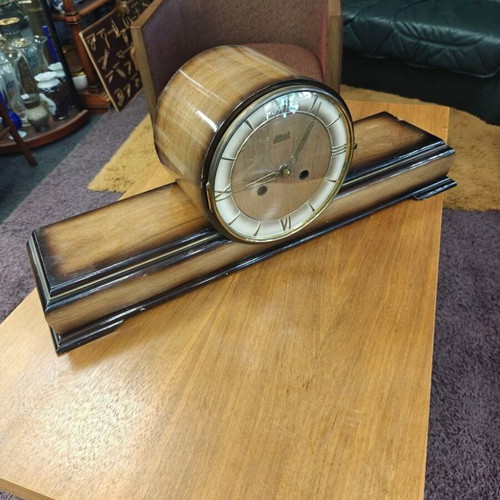 Vintage wooden clock used, solid wood with glass cover
