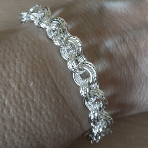 Solid unisex silver bracelet, 19 cm length