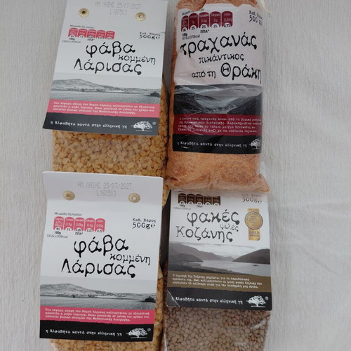Legumes pack new, fava Larisa 500g, lentils Kozani 500g, Thrace trachanas 500g