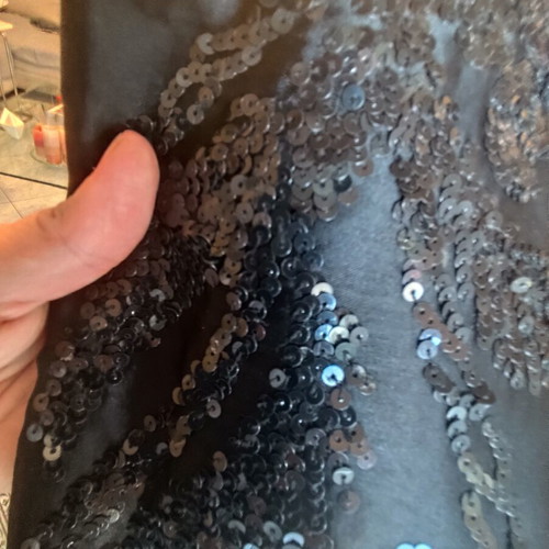 Evening black fabric handbag like new with small sequins