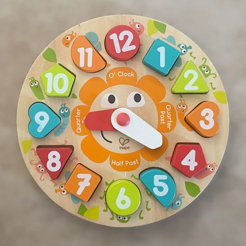 Hape wooden kids puzzle clock like new
