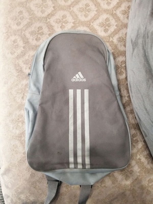 Adidas small gym backpack used, gray